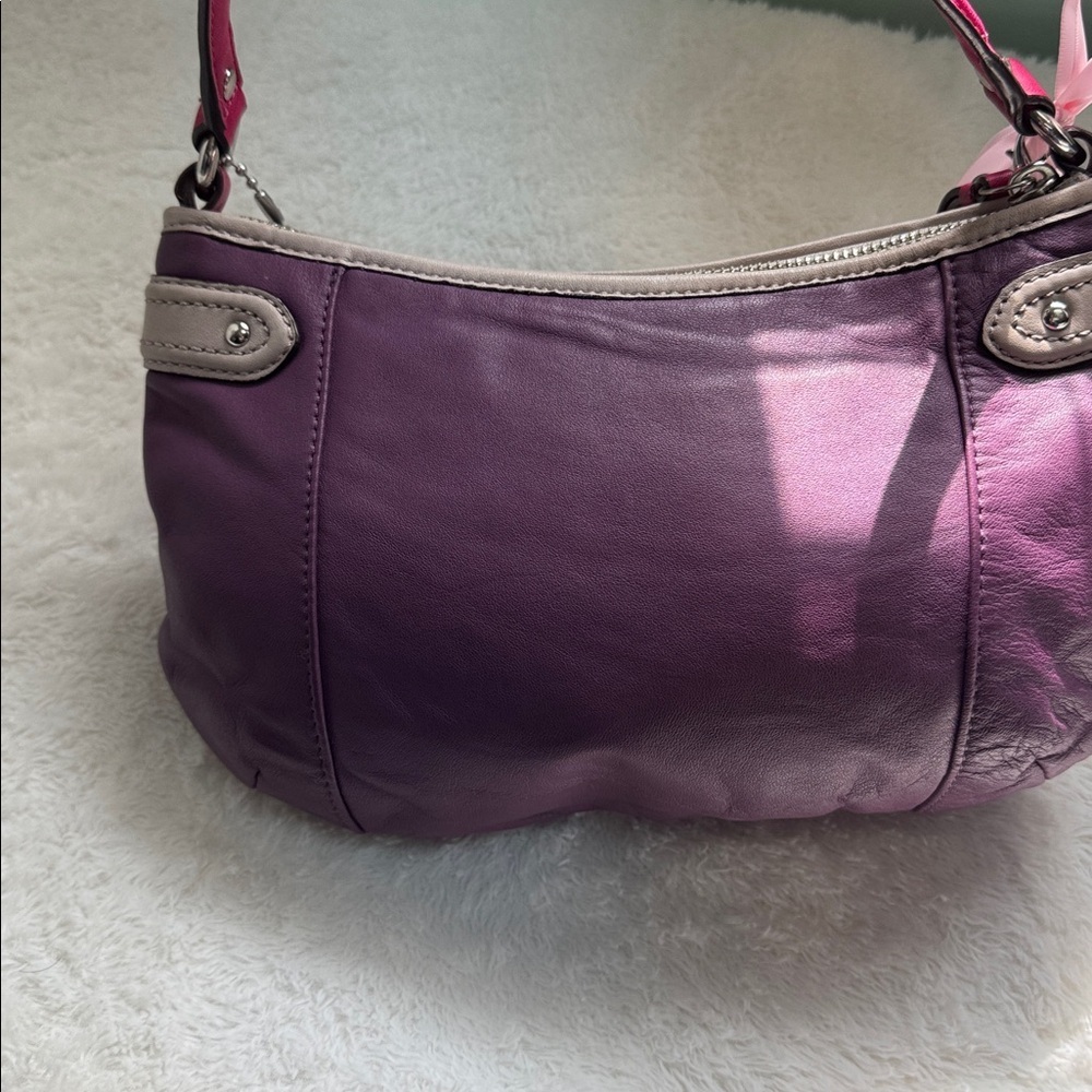Coach Purple Shoulder Bag Vintage bag with Pink Chain - Picture 3 of 7